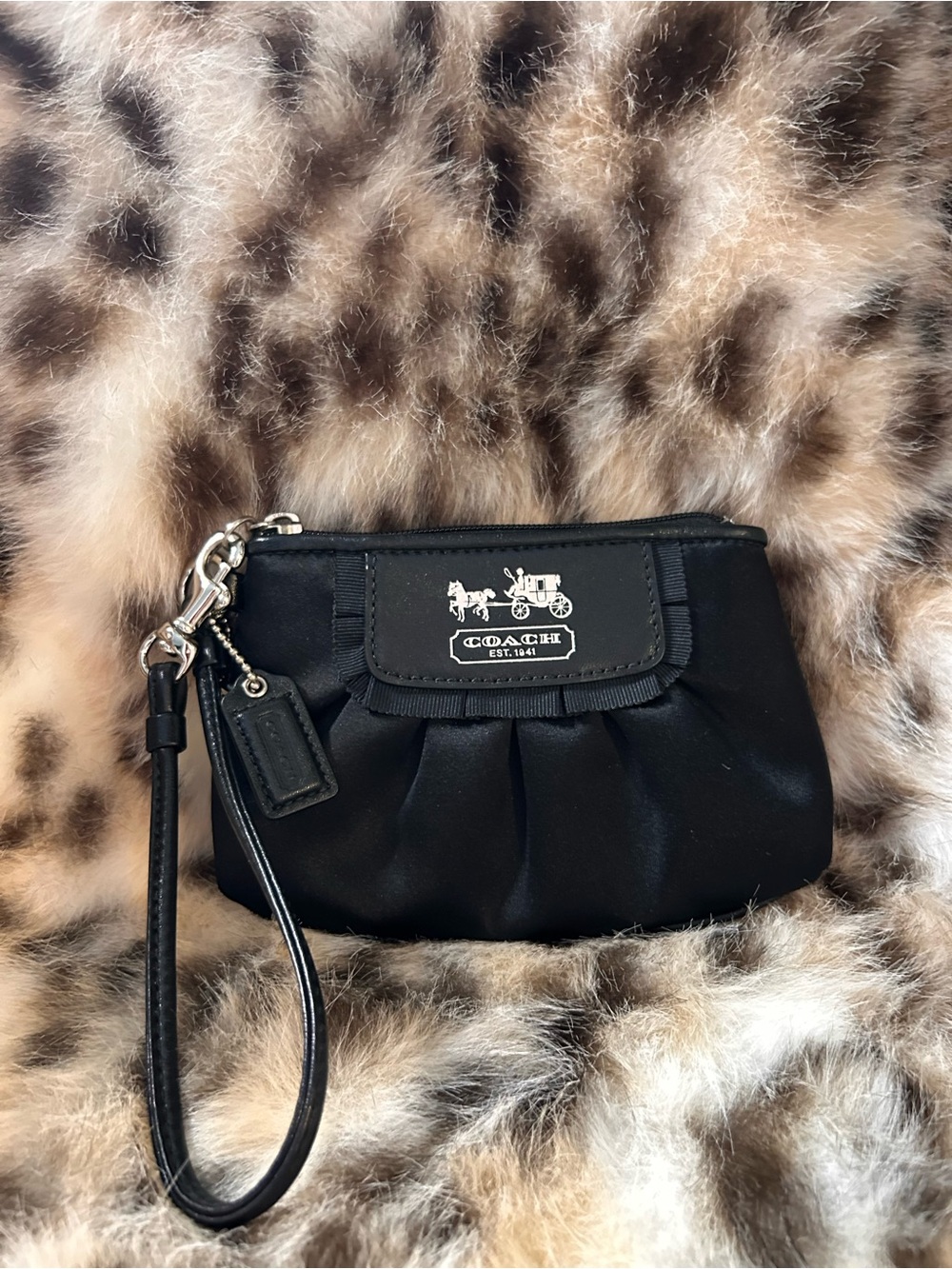 Coach Amanda Black Satin Gathered Wristlet -EUC- - Picture 11 of 15